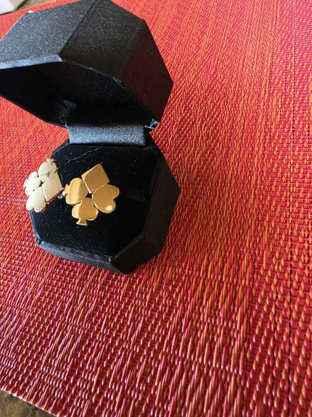 SWANK Vintage Mirrored Gold Tone Club Spade Diamond Heart Card Suits Cufflinks